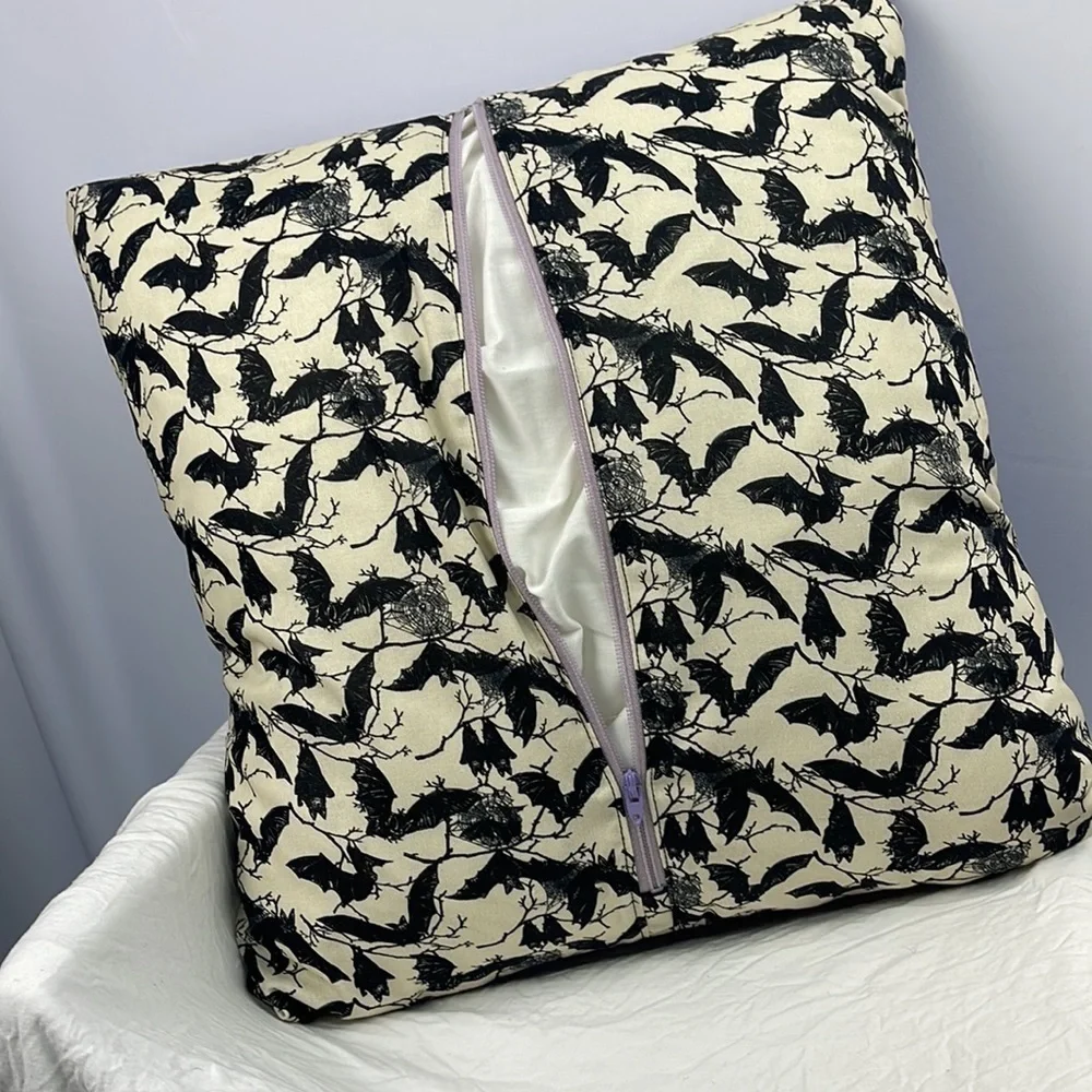 Homemade brand new T-shirt pillow. Haunted house Bats Halloween accent pillow